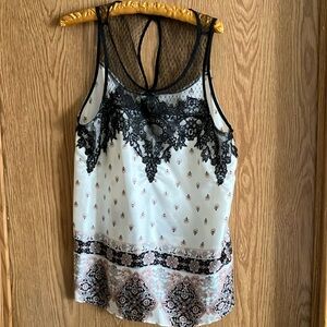 Elegant Black and White Lace Women's Top